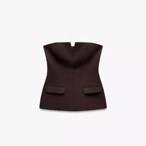 Zara Strapless Dark Brown Structured Bustier Top